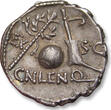 ROMAN REPUBLIC AR silver denarius 76-75 B.C. Cn. Cornelius Lentulus, uncertain Spanish mint - beautiful sharp example EF beautifully toned, some corrosion spots on obverse