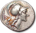 ROMAN REPUBLIC AR silver denarius 115-114 B.C. anonymous issue, Rome mint - with old handwritten collector