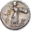 ROMAN REPUBLIC AR silver denarius 80 B.C. L. Procilius, Rome mint VF+ hairline scratches on obverse right field, great toning