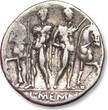 ROMAN REPUBLIC AR silver denarius 109-108 B.C. L. Memmius, Rome mint VF+/EF- light steelgrey toning