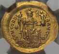 ROMAN EMPIRE AV gold solidus circa 408-420 A.D. Theodosius II, Constantinople mint - CONCORDIA AVGG Δ - nearly as minted NGC Ch AU 5/5 3/5 edge bends - almost as minted