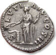 ROMAN EMPIRE AR silver denarius circa 169 A.D. Marcus Aurelius, Rome mint - SALVTI AVG COS III, Salus - VF+ light steelgrey toning