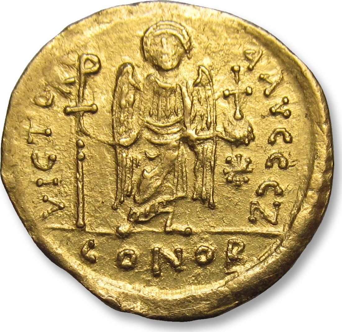 Byzantine Empire Av Gold Solidus 537 565 A D Justinian I Justinianus I Constantinople Mint