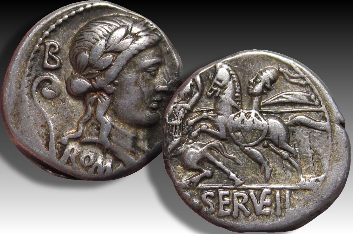 ROMAN REPUBLIC AR denarius 8280 B.C. C. Servilius Vatia, Rome mint VF+