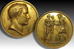 FRANCE - PREMIER EMPIRE 40mm GILDED AE medal Commemorating the departure of Napoléon from St Cloud - scarce medal -