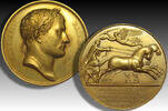 FRANCE - PREMIER EMPIRE 40mm GILDED commemorative medal Napoleon I Bonaparte: Commemorating the surrender of Ulm and Memmingen -