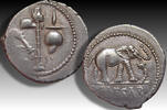 ROMAN REPUBLIC AR silver denarius Military mint travelling with C. Julius Caesar, Gaul or Italy -