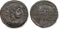 ROMAN EMPIRE AE (silvered) follis / nummus Constantius II as Augustus, Siscia mint - mintmark ЄSIS - palm branch in field -