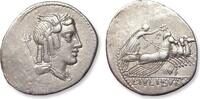ROMAN REPUBLIC AR silver denarius L. Julius Bursio, Rome mint - variety with control numeral VI - -