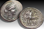 ROMAN REPUBLIC AR silver denarius P. Licinius Crassus, Rome mint - beautiful strike on large flan - -