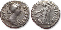 ROMAN EMPIRE AR silver denarius Faustina II Junior, Rome - IVNONI REGINAE - under Marcus Aurelius and L. Verus -