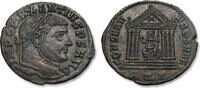 ROMAN EMPIRE AE silvered follis Maxentius, Aquileia mint, 3rd officina - variety with X symbol in temple - AQΓ -