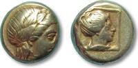 ANCIENT GREECE EL Hekte Lesbos, Mytilene --APOLLO and FEMALE head, dual portrait--