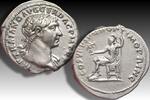 ROMAN EMPIRE AR silver denarius circa 108-109 A.D. Trajan / Trajanus, Rome mint - COS V P P S P Q R OPTIMO PRINC - Roma seated VF+/EF-
