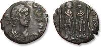 ROMAN EMPIRE AE 15 mm minimus / nummus Theodosius I, Thessalonica (?) mint - GLORIA ROMANORVM, mintmark TES.. - -