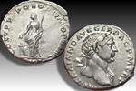 ROMAN EMPIRE AR silver denarius circa 103-111 A.D. Trajan / Trajanus, Rome mint - COS V P P S P Q R OPTIMO PRINC / PIET - VF+/EF-
