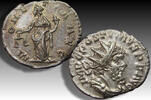 ROMAN EMPIRE AR silver antoninianus 260-269 A.D. Postumus, Cologne or Trier mint - MONETA AVG - VF+/EF- strong gold irridescence on reverse