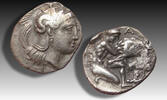 ANCIENT GREECE AR silver diobol Calabria, Tarentum - letter A - -