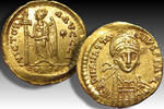 BYZANTINE EMPIRE AV gold solidus circa 491 - 498 A.D. Anastasius, Constantinople mint, 10th officina VF+ with EF details, some surface markings