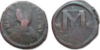 BYZANTINE EMPIRE AE Follis Justin I and Justinian I, Constantinople
