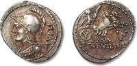 ROMAN REPUBLIC AR Denarius P. Servilius M.f. Rullus, Rome --stuck on big flan--