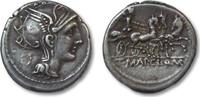 ROMAN REPUBLIC Denarius T. Manlius Mancinus, Appius Claudius Pulcher & Q. Urbinius, Rome