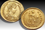 ROMAN EMPIRE AV gold solidus 388-392 A.D. Valentinianus II, Constantinople mint, 5th officina VF+ some graffiti on obverse, minor contact marks