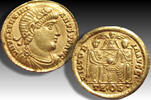 ROMAN EMPIRE AV gold solidus circa 373-375 A.D. Valentinianus I, Treveri (Trier) mint - Ex Schulman 1968, action 248 VF+/EF- slight marks on edge...