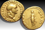 ROMAN EMPIRE AV gold aureus 71 A.D. Vespasian / Vespasianus, Lugdunum (Lyon) mint - Aeqvitas standing left - VF