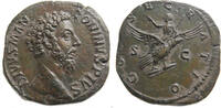 Roman Empire sestertius Marcus Aurelius , died 180 AD Roma mint struck under Commodus 180 AD. vz-,green brownish patina.