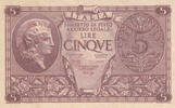 Europe ITALY P.31b - 5 Lire  1944 XF 