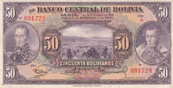 South America BOLIVIA P.123a - 50 Bolivianos L.1928 XF -
