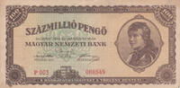 Europe HUNGARY P.124 - 100.000.000 Pengö 1946 VF -