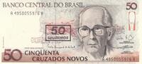 South America BRAZIL P.223 - 50 Cruzeiros on 50 Cruzados Novos ND UNC -
