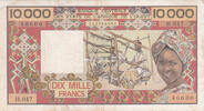 Africa WEST AFRICAN STATES P.109Aj - 10.000 Francs ND 1977-92 VF -