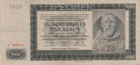 Europe BOHEMIA & MORAVIA P.13s - 1000 Korun Specimen VF -