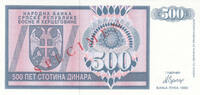 Europe BOSNIA HERCEGOVINA P.136s - 500 Dinara Specimen UNC -