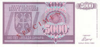 Europe BOSNIA HERCEGOVINA P.138s - 5000 Dinara Specimen UNC -