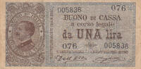 Europe ITALY P.36a - 1 Lira ND 1914-1917 VF -