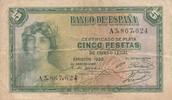 Europe SPAIN P.85a - 5 Pesetas 1935 VF -