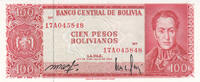 South America BOLIVIA P.164A - 10 Pesos Bolivianos L.1962 UNC -