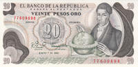 South America COLOMBIA P.409d - 20 Pesos Oro UNC -