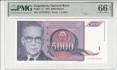 YUGOSLAVIA P.111 - 5000 Dinara PMG 66 EPQ -