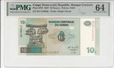 CONGO DEM. REP. P.87B - 10 Francs PMG 64 -