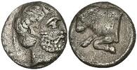 380-340 BC v. Chr. Caria, Uncertain. Circa 380-340 BC. AR Diobol 10mm, 1.20 g. Bull