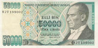 Asia TURKEY P.204 - 50.000 Lira L.1970 UNC -