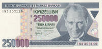 Asia TURKEY P.211 - 250.000 Lira L.1970 (1998) UNC -