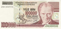 Asia TURKEY P.206 - 100.000 Lira L.1970 UNC -