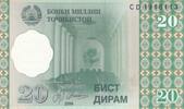 Asia TAJIKISTAN P.12a - 20 Diram UNC -