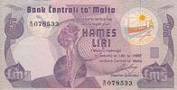 Europe MALTA P.35a - 5 Liri L. 1967 XF -